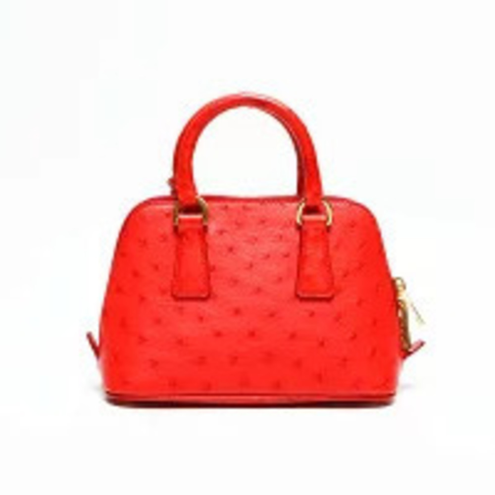 Prada Ostrich Red Handbag Leather
